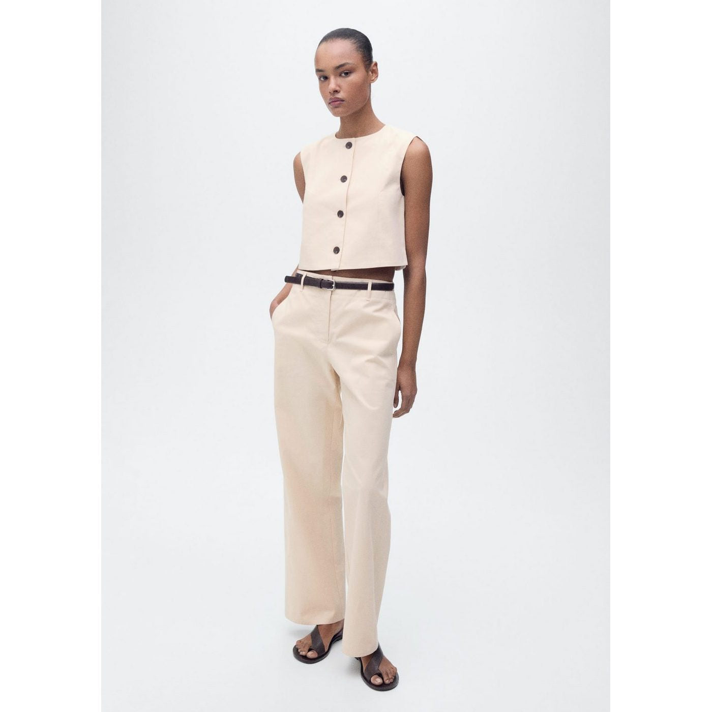 Top Crop Coton Boutons