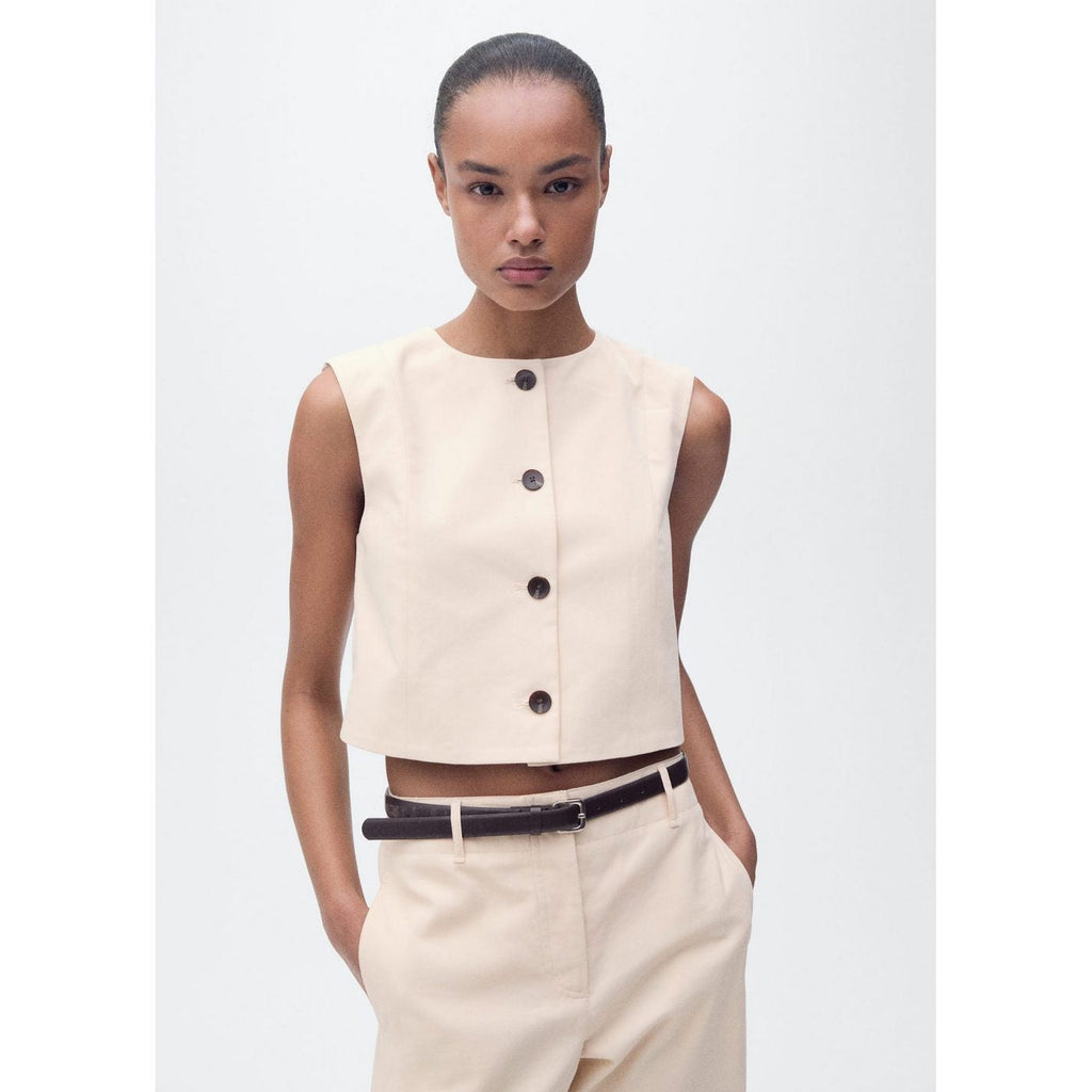 Top Crop Coton Boutons
