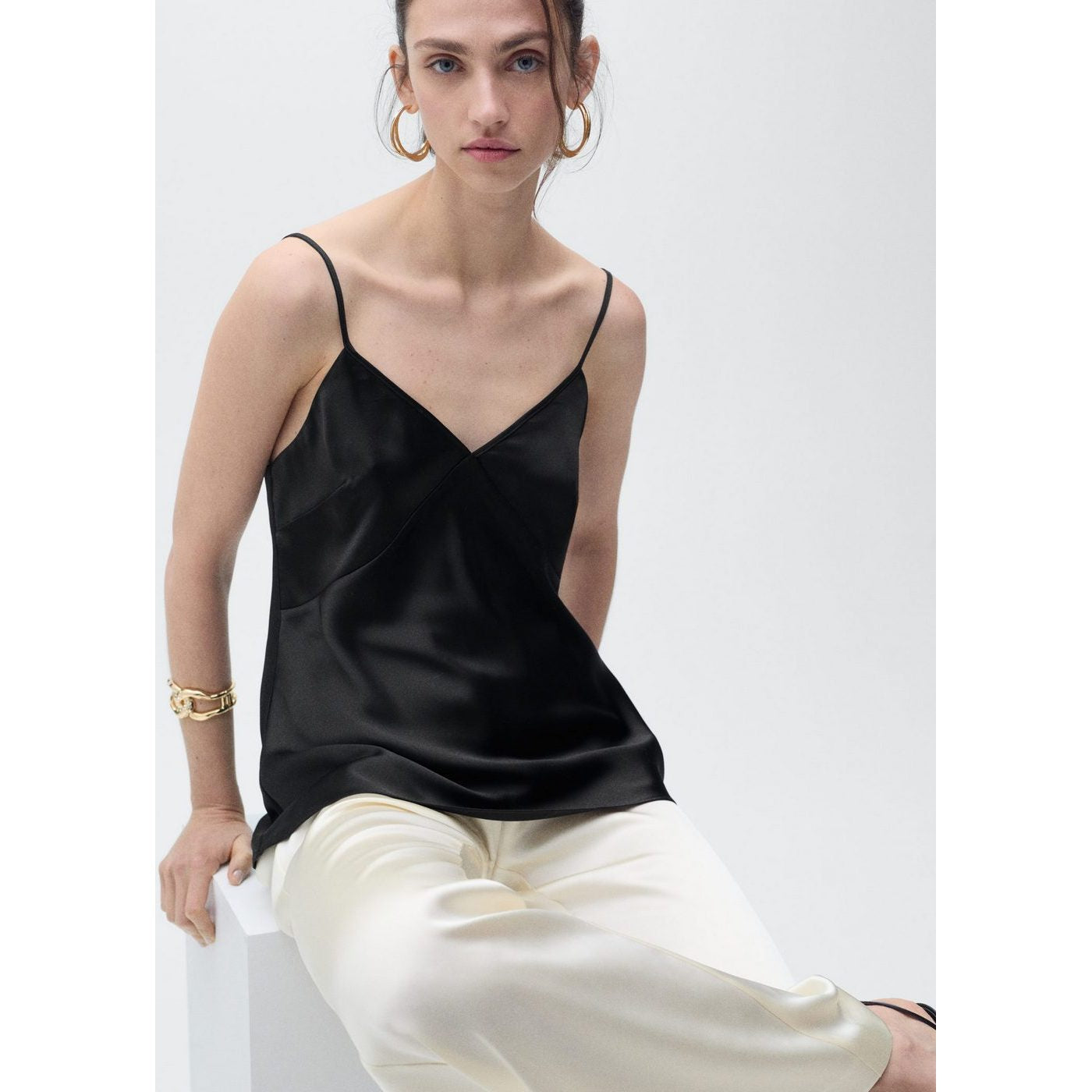Top En Satin À Col En V