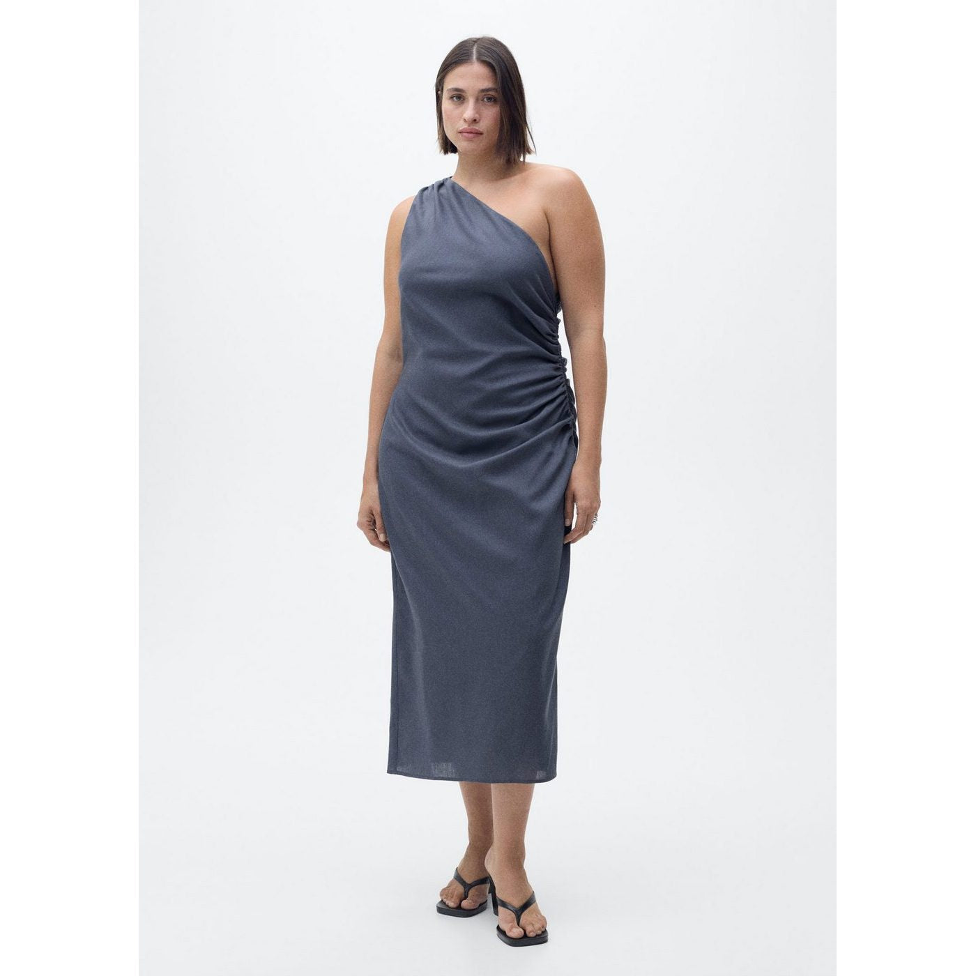 Robe Asymétrique Détails Froncés