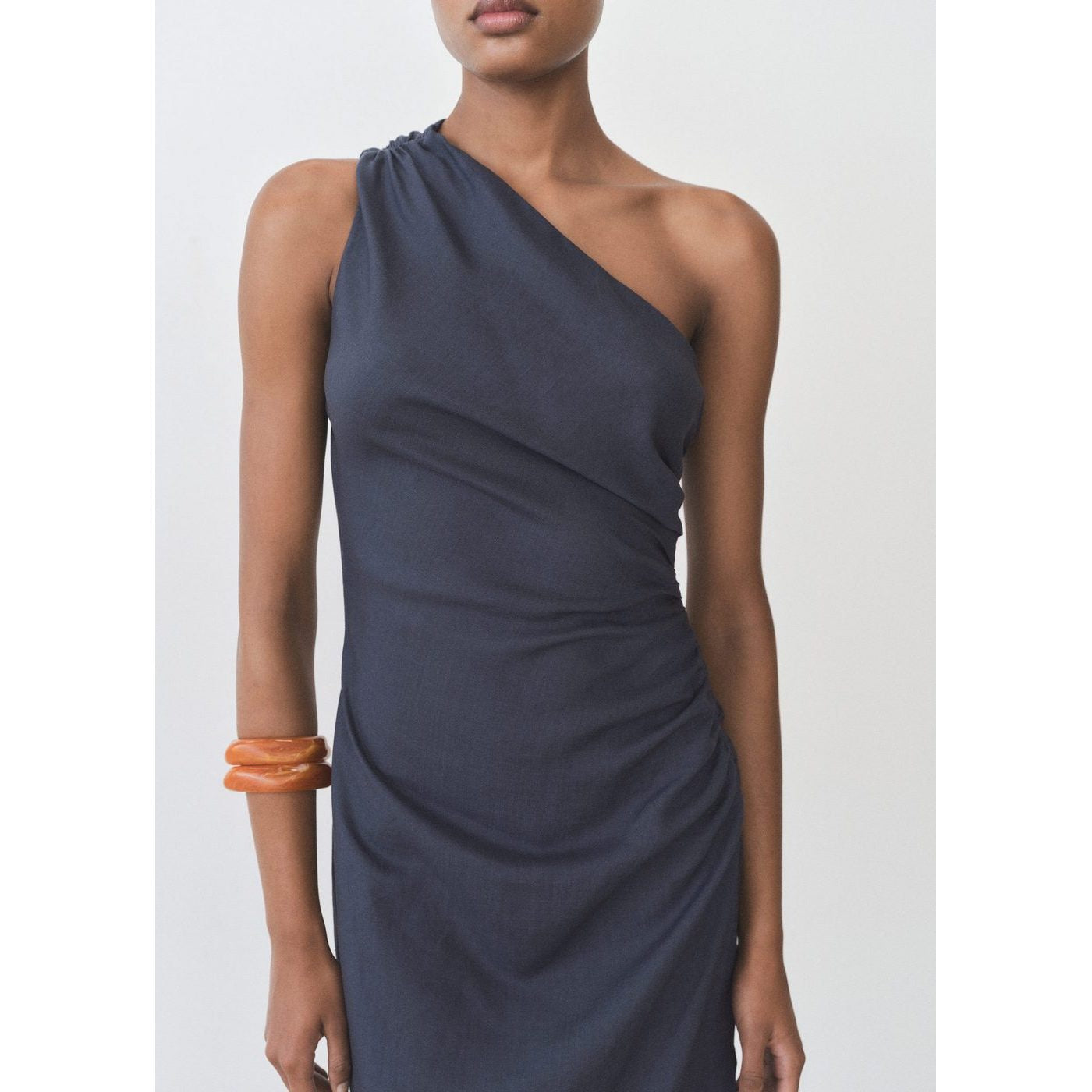 Robe Asymétrique Détails Froncés