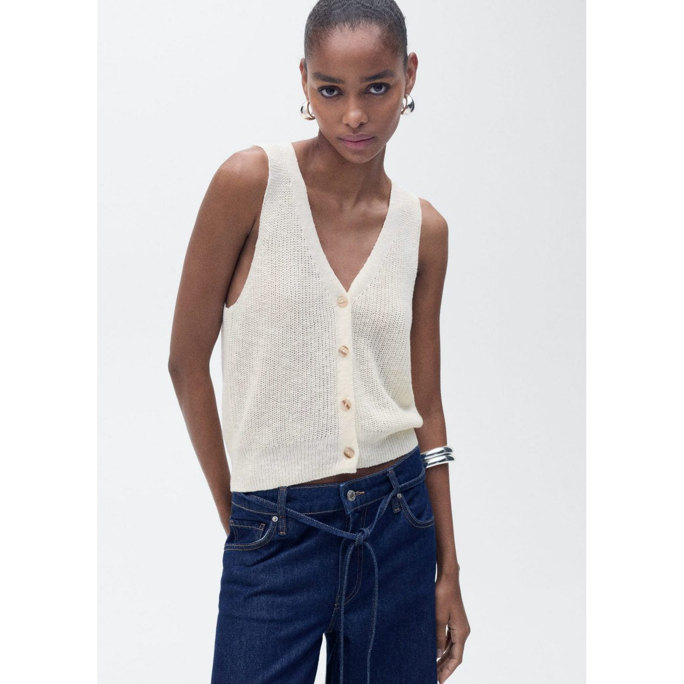 Gilet Maille Épaisse Boutons