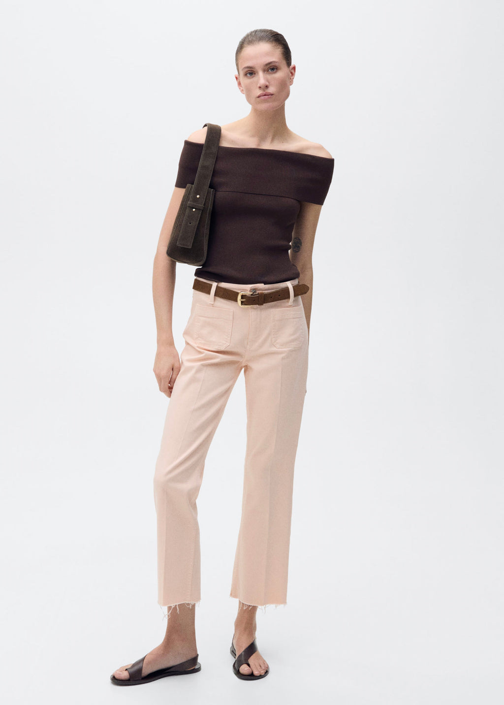 Jean Flare Crop Poches