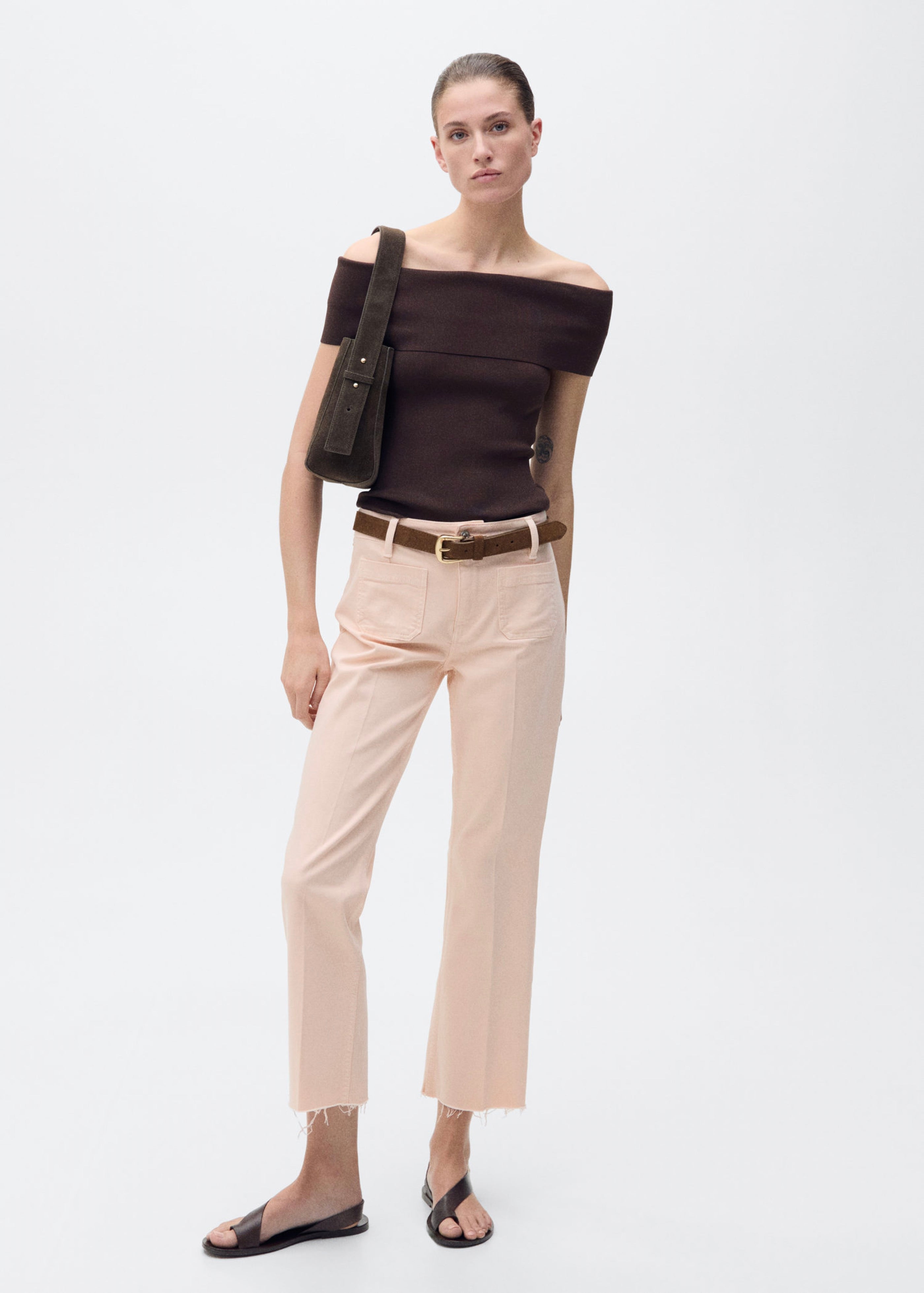Jean Flare Crop Poches