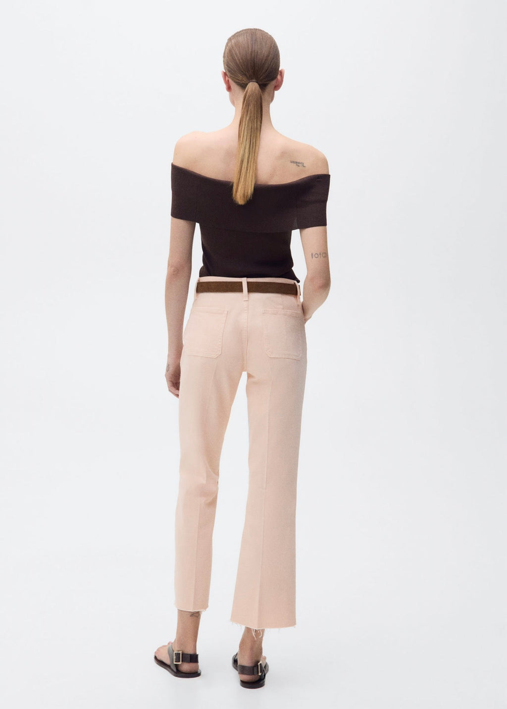 Jean Flare Crop Poches