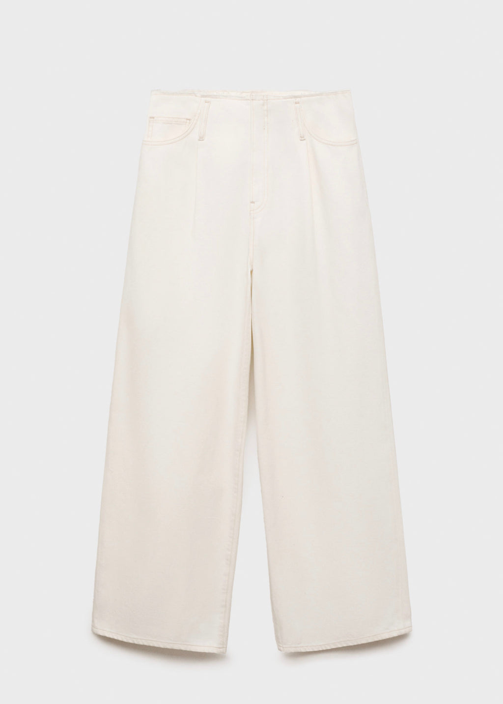 Pantalon En Denim Wideleg Taille Effilochée