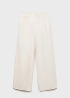 Pantalon En Denim Wideleg Taille Effilochée