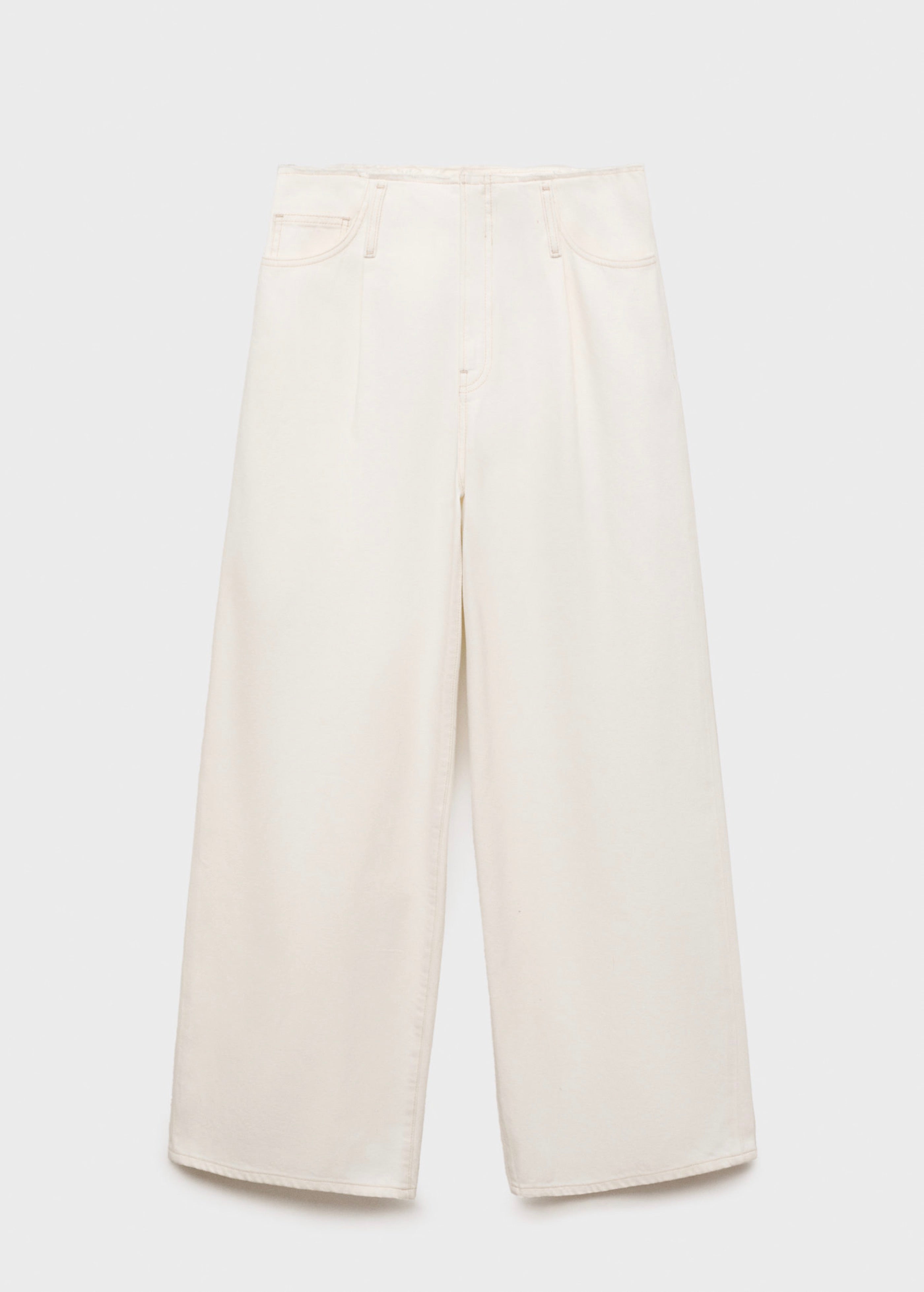 Pantalon En Denim Wideleg Taille Effilochée