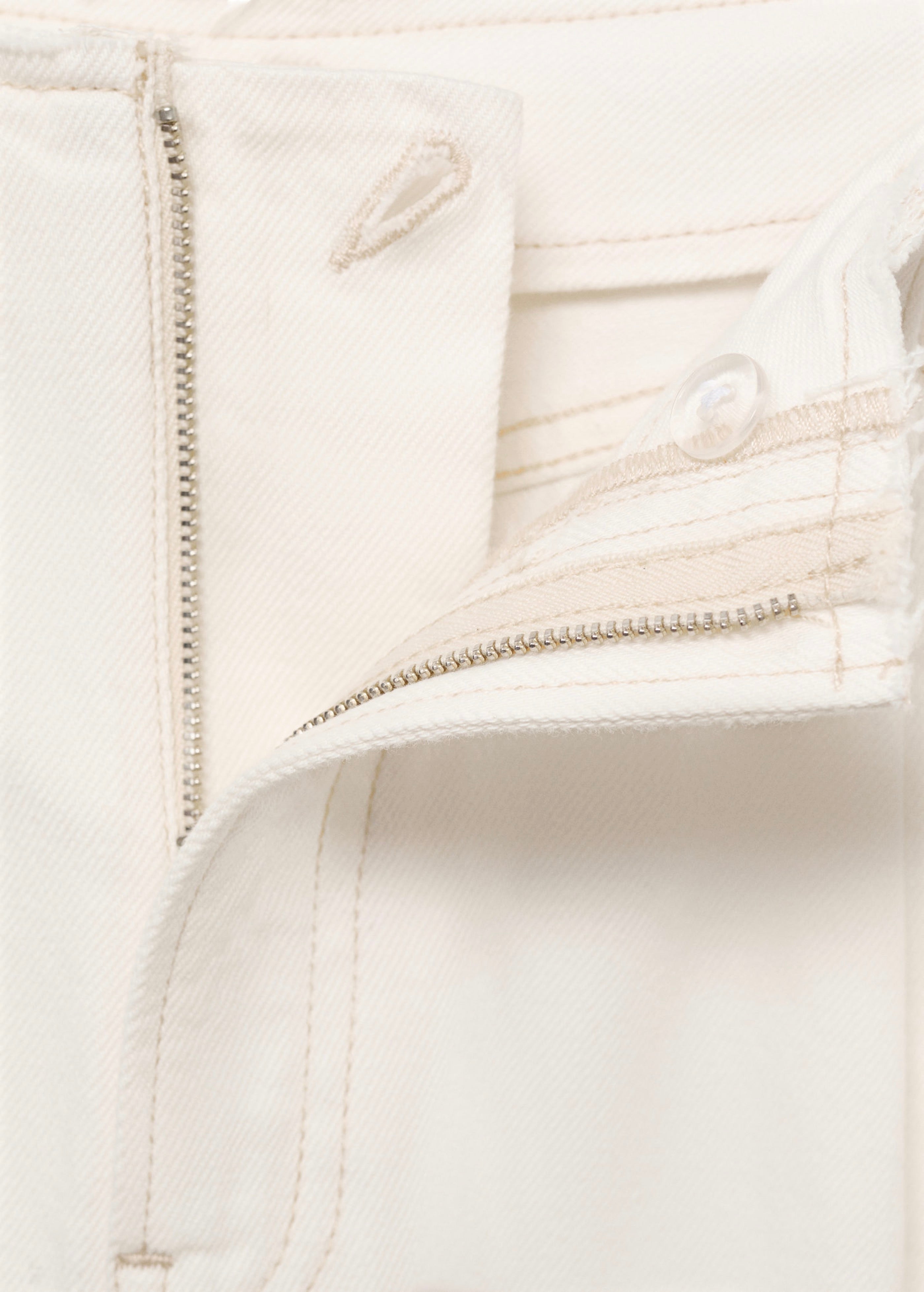 Pantalon En Denim Wideleg Taille Effilochée