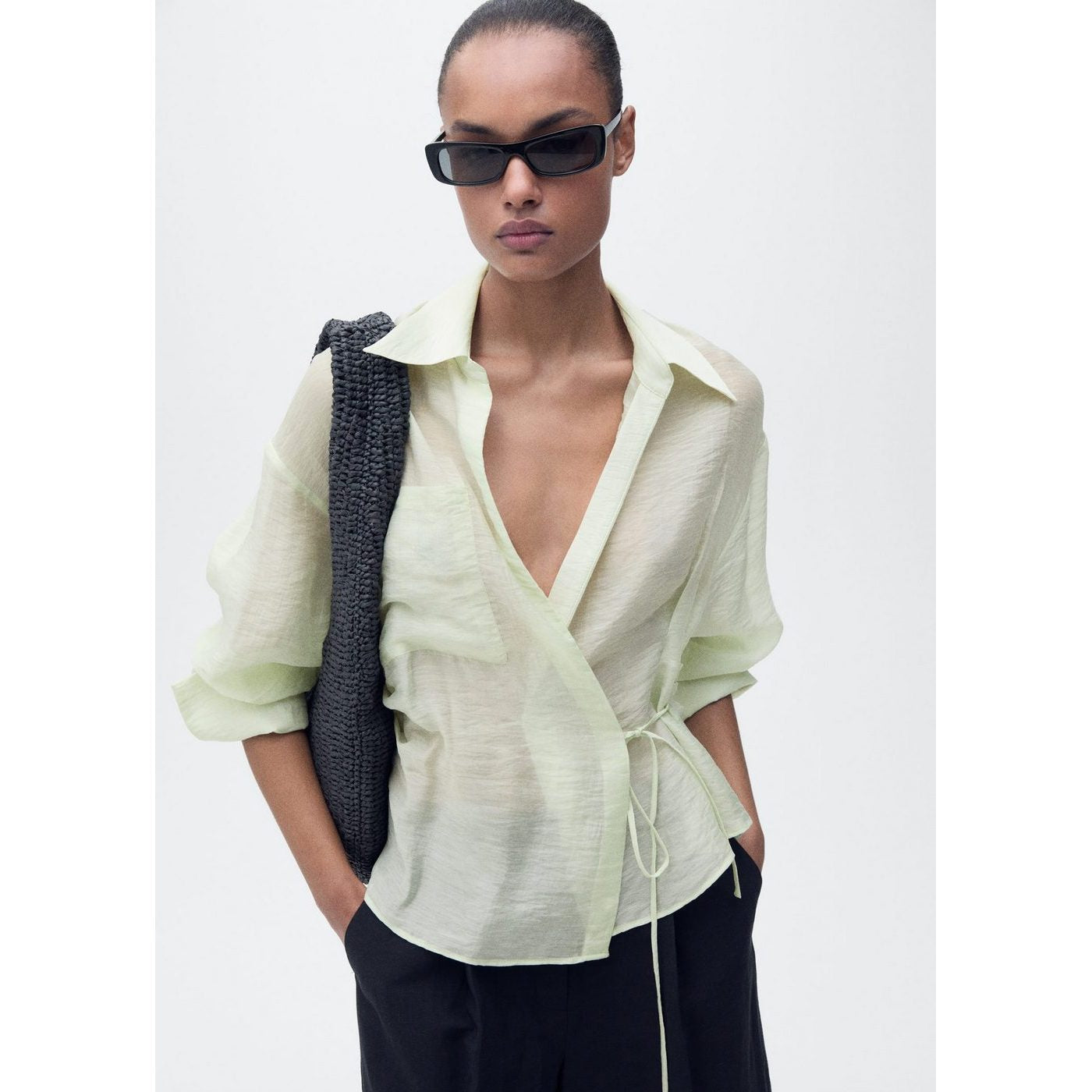 Chemise Croisée En Lyocell Avec Fermeture À