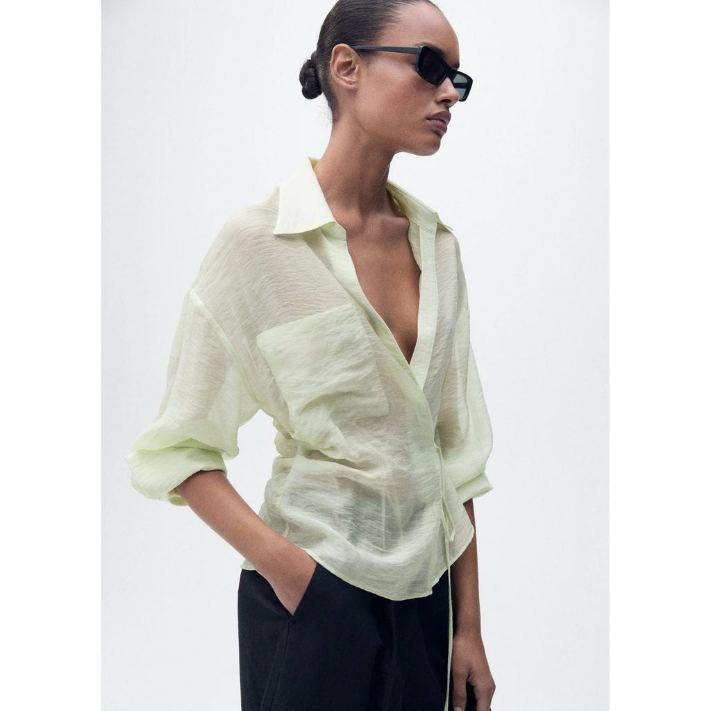Chemise Croisée En Lyocell Avec Fermeture À