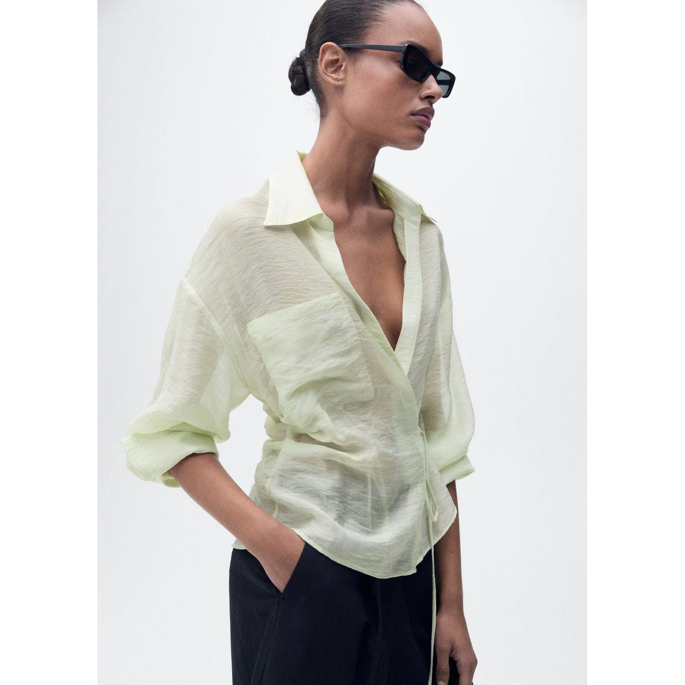 Chemise Croisée En Lyocell Avec Fermeture À