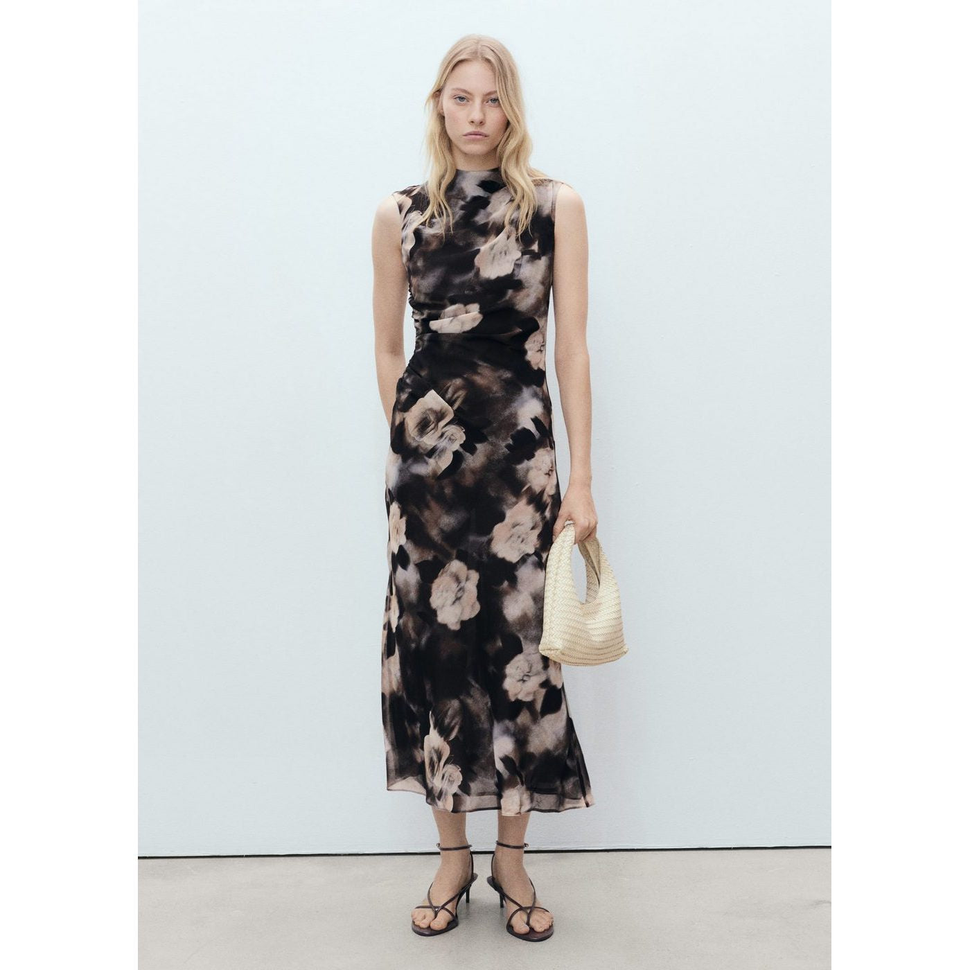Robe Drapée Avec Imprimé Fleuri