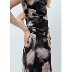 Robe Drapée Avec Imprimé Fleuri