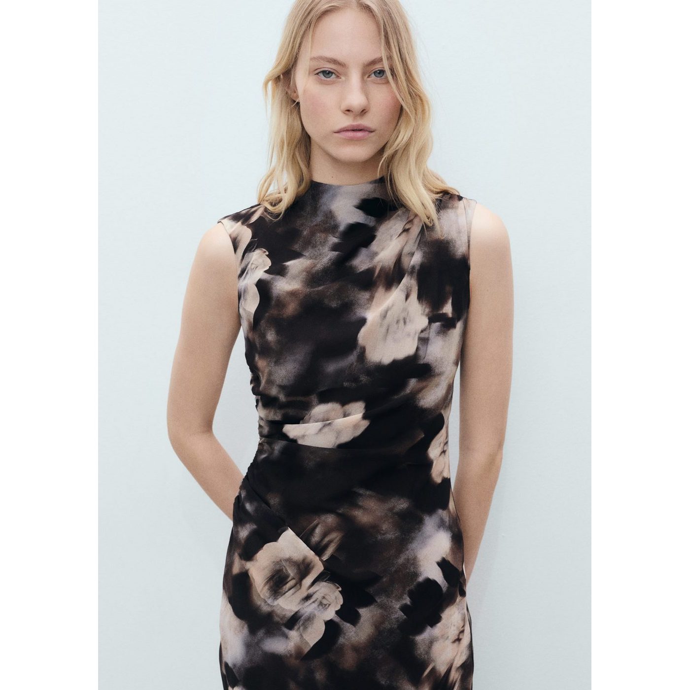 Robe Drapée Avec Imprimé Fleuri