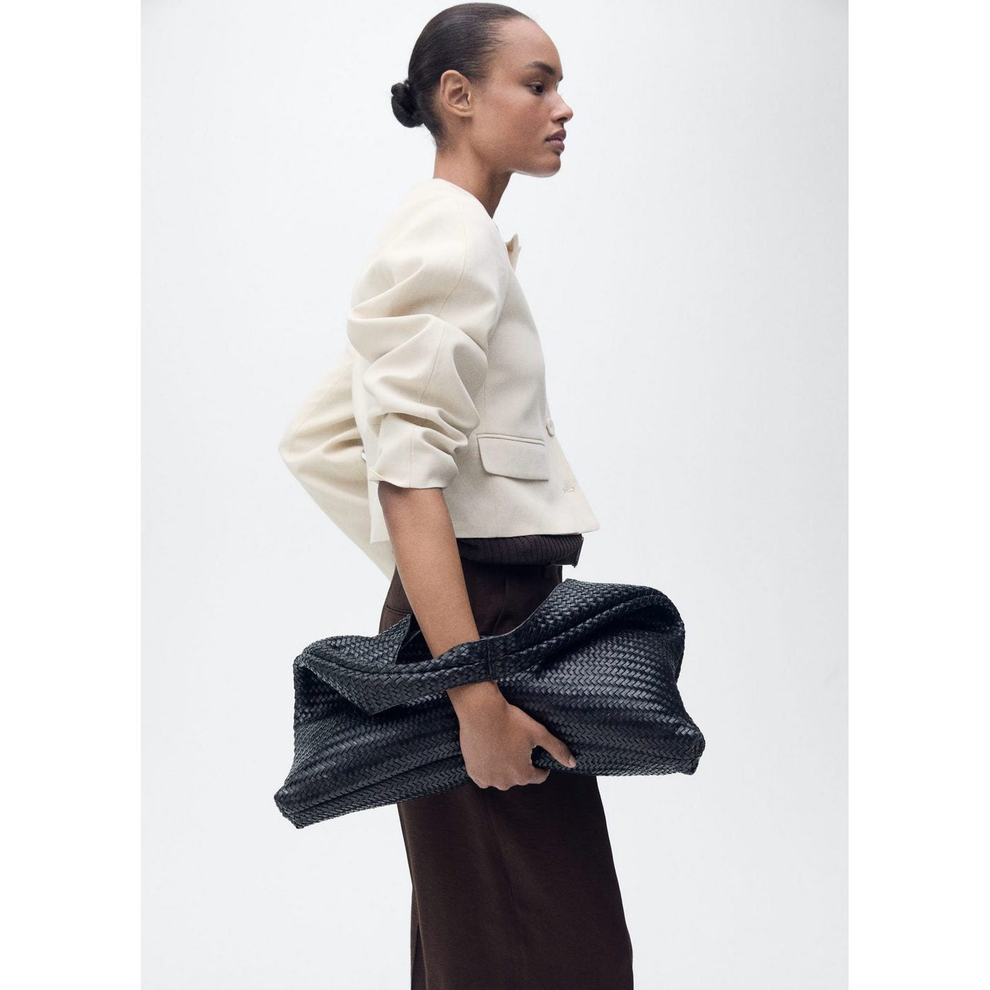 Veste En Lin Mélangé Avec Boutons
