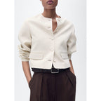 Veste En Lin Mélangé Avec Boutons