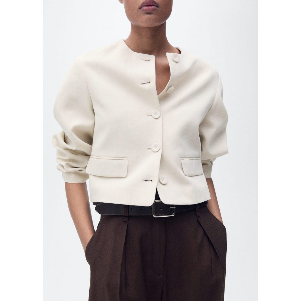 Veste En Lin Mélangé Avec Boutons
