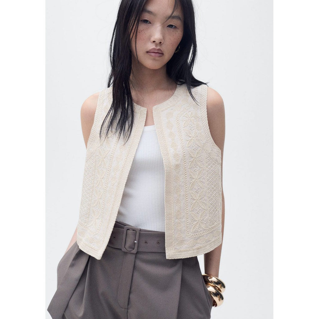 Gilet Lin Brodé