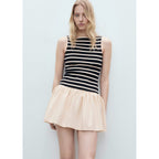 Robe Courte Motif Combiné