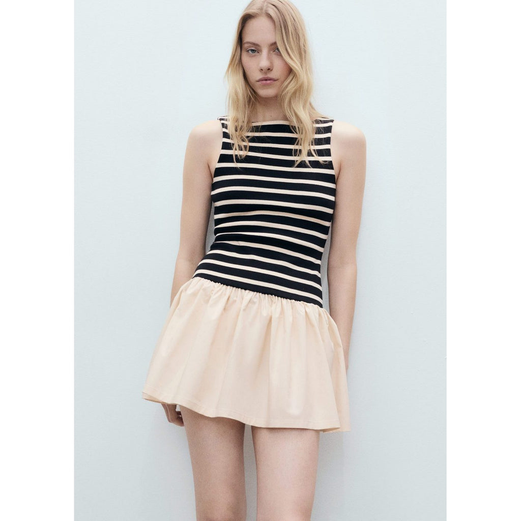 Robe Courte Motif Combiné
