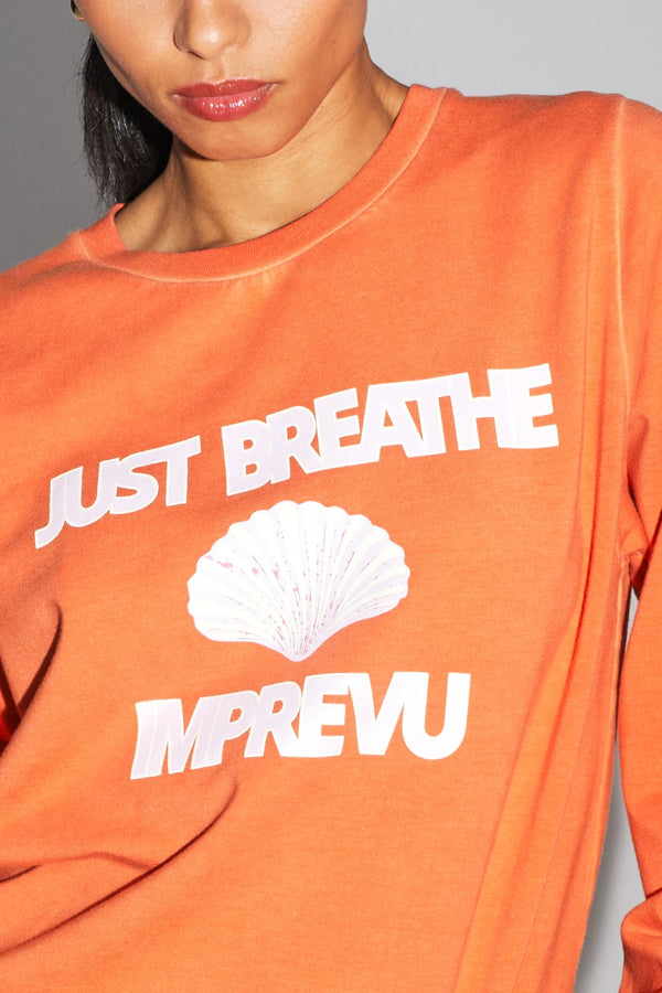 Le Sweatshirt Eddie Calico En Coton Organique Orange Fabriqué Au Portugal