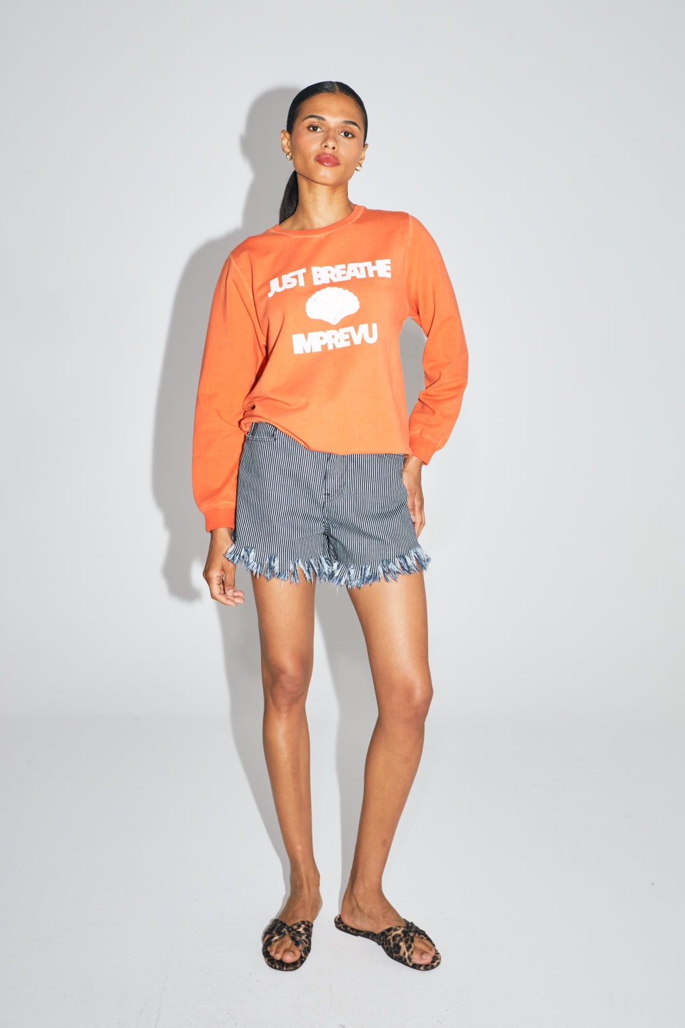 Le Sweatshirt Eddie Calico En Coton Organique Orange Fabriqué Au Portugal