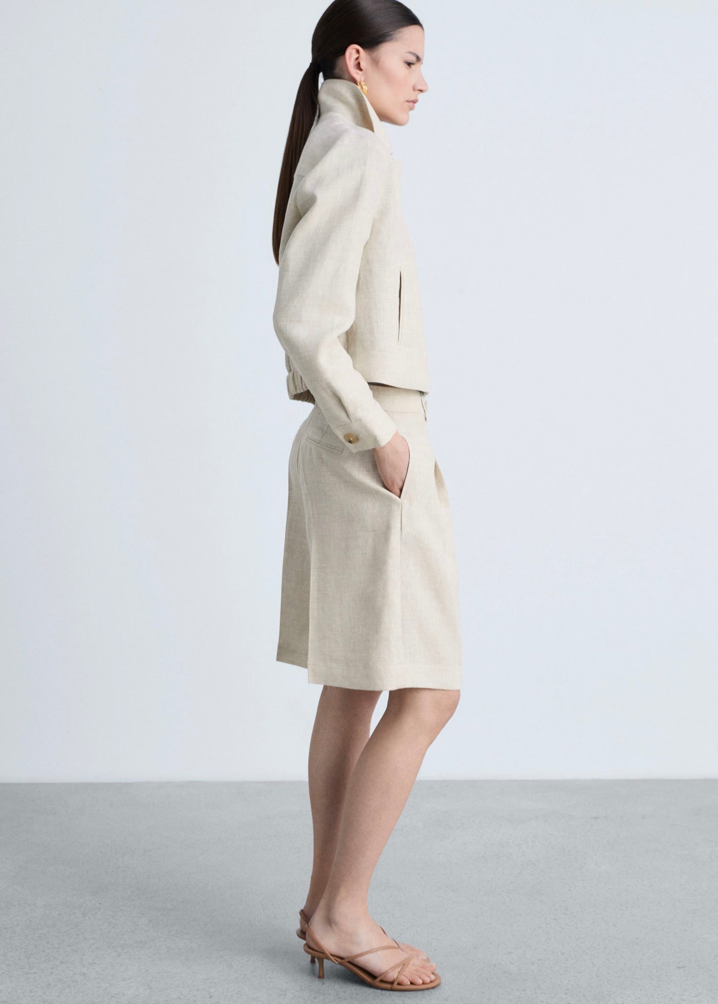 Veste 100 % Lin Fermeture Éclair