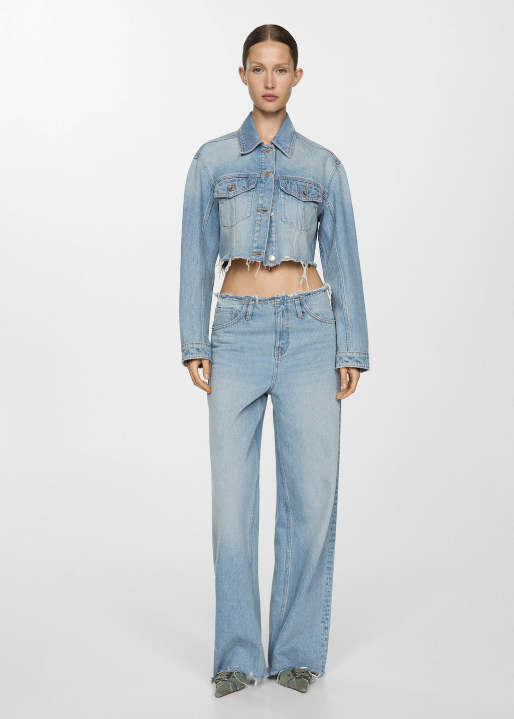 Blouson En Jean Bas Effiloché