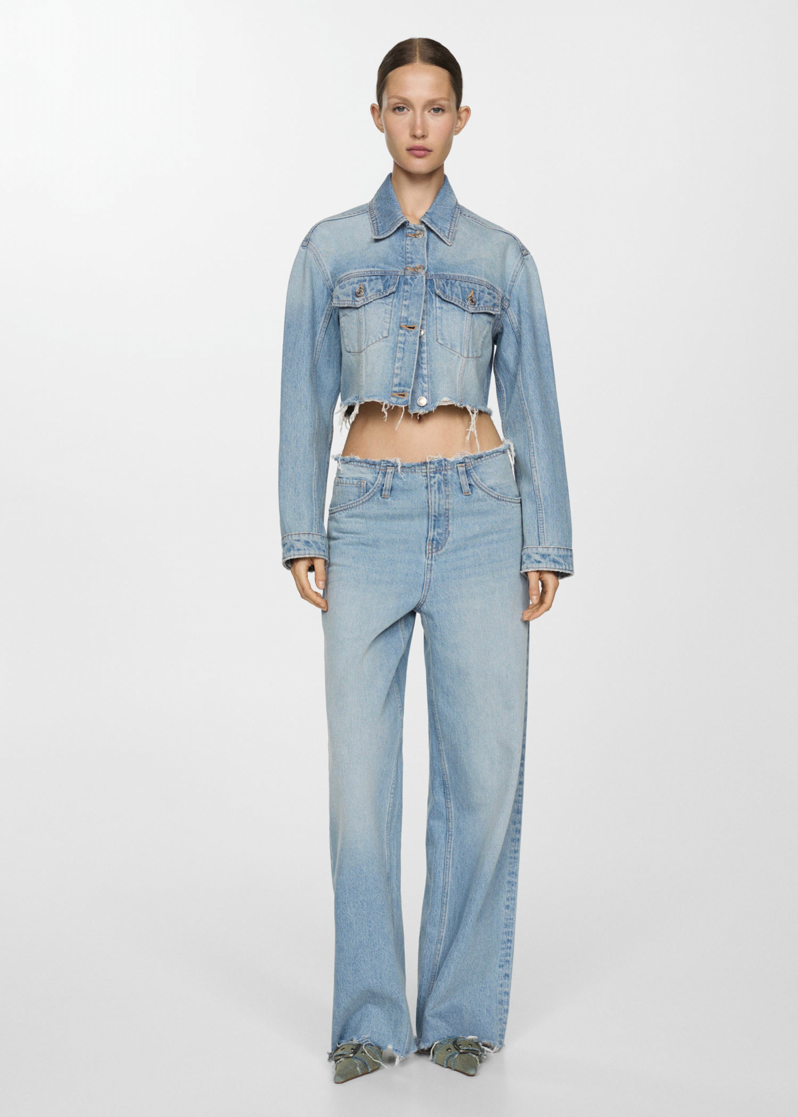 Blouson En Jean Bas Effiloché