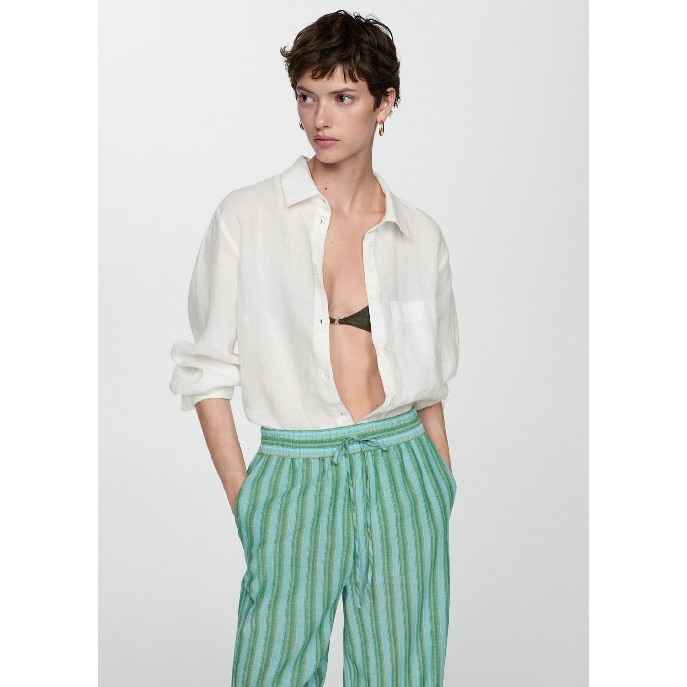 Pantalon Droit À Rayures