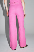 Le Pantalon Yves En Lin Rose Vibrant Fabriqué En Italie