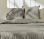 Parure De Lit Complète 100% Gaze De Coton - Gris Galet