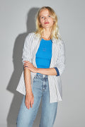 Le Blazer Jimmy En Coton A  Rayures Bleues Fabriqué En Italie