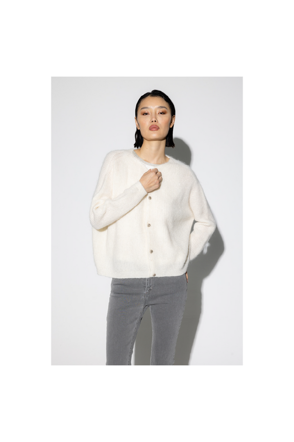 Le Cardigan Angelo Baby Alpaga Blanc Fabriqué En Italie