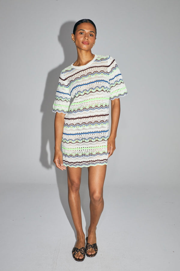 La Mini Robe Talitha En Crochet Colorful De Coton Oeko-Tex Fabriquée En Italie