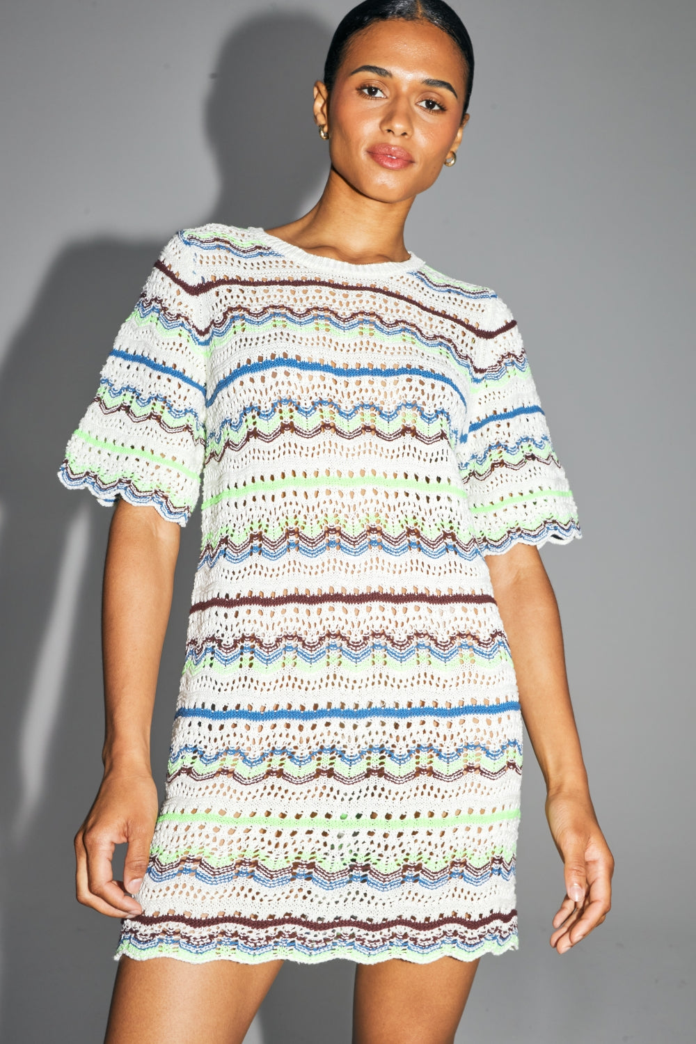 La Mini Robe Talitha En Crochet Colorful De Coton Oeko-Tex Fabriquée En Italie