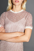 La Robe Annalisa Tricot Géo Ajouré Doré Bordeaux Fabriquée En Italie