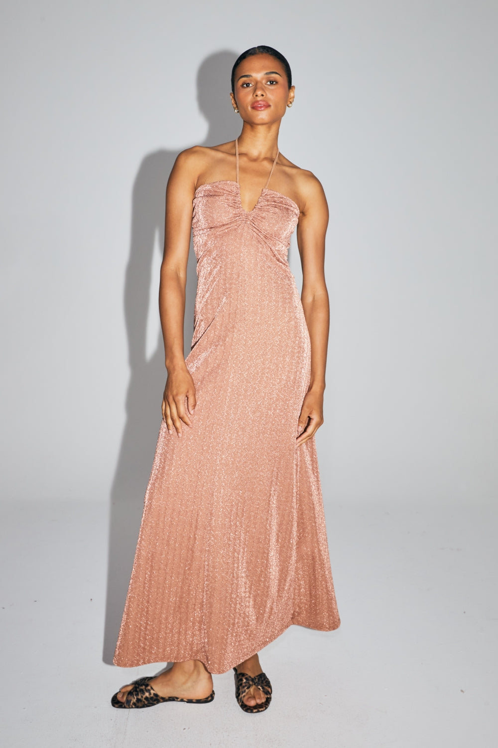 La Robe Bowie En Lurex Bronze Fabriquée En Italie