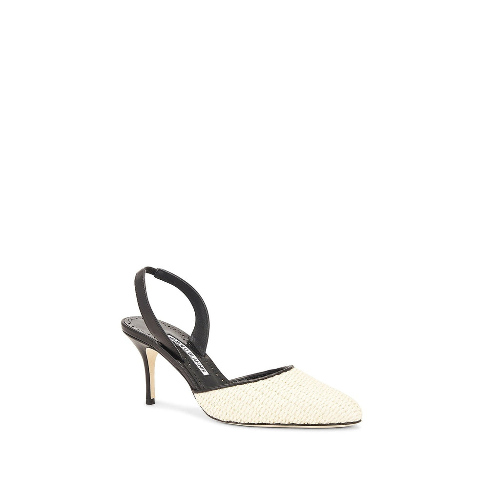 Escarpins Manolo Blahnik Casam 70 Raffia - Black - Femme