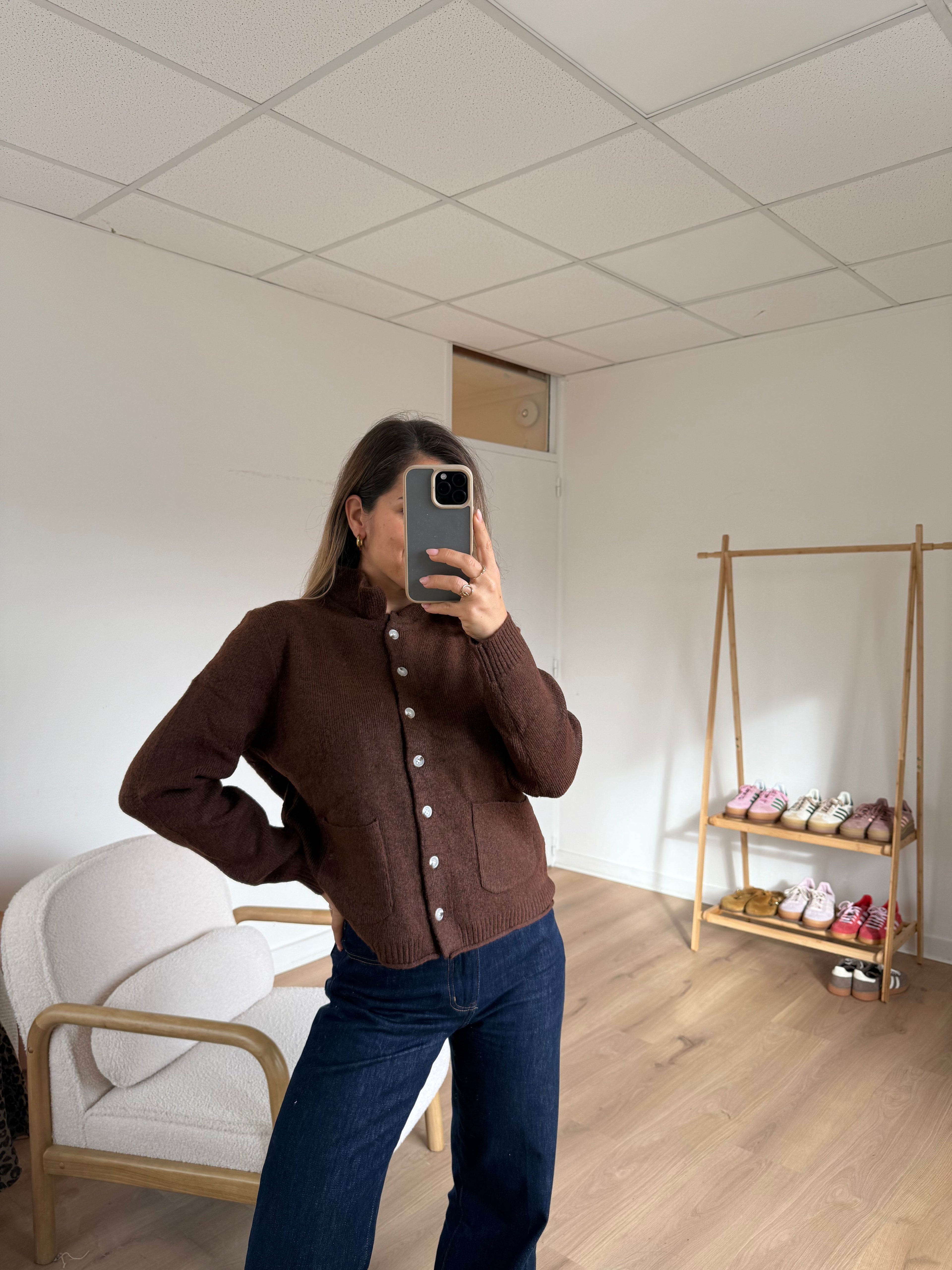 Cardigan À Col Colette Chocolat