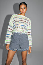 La Maille Cléo En Crochet Colorful De Coton Oeko-Tex Fabriquée En Italie