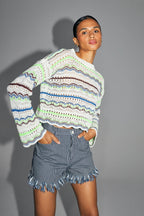 La Maille Cléo En Crochet Colorful De Coton Oeko-Tex Fabriquée En Italie