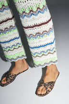 Le Pantalon Rafael En Crochet Colorful Oeko-Tex Fabriqué En Italie