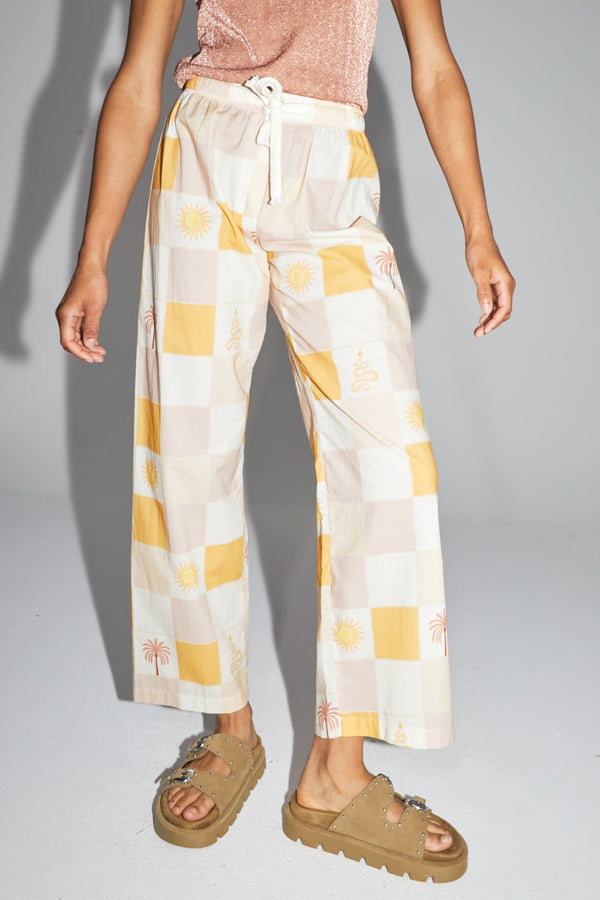 Le Pantalon Rami En Coton Imprimé Hélios Fabriqué En Italie