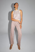 Le Pantalon Edwin Tricot Géo Ajouré Doré Bordeaux Fabriqué En Italie