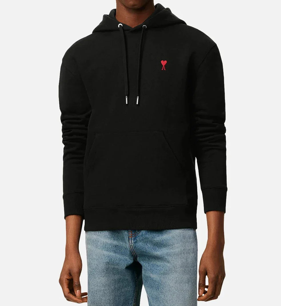 Ami Paris - Hoodie Ami De Coeur – Noir Rouge
