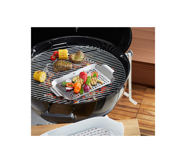 Bbq - Poêle À Griller Pour Barbecue - Acier Inoxydable - 32,5 X 18,8 X 2,5 Cm - Argent