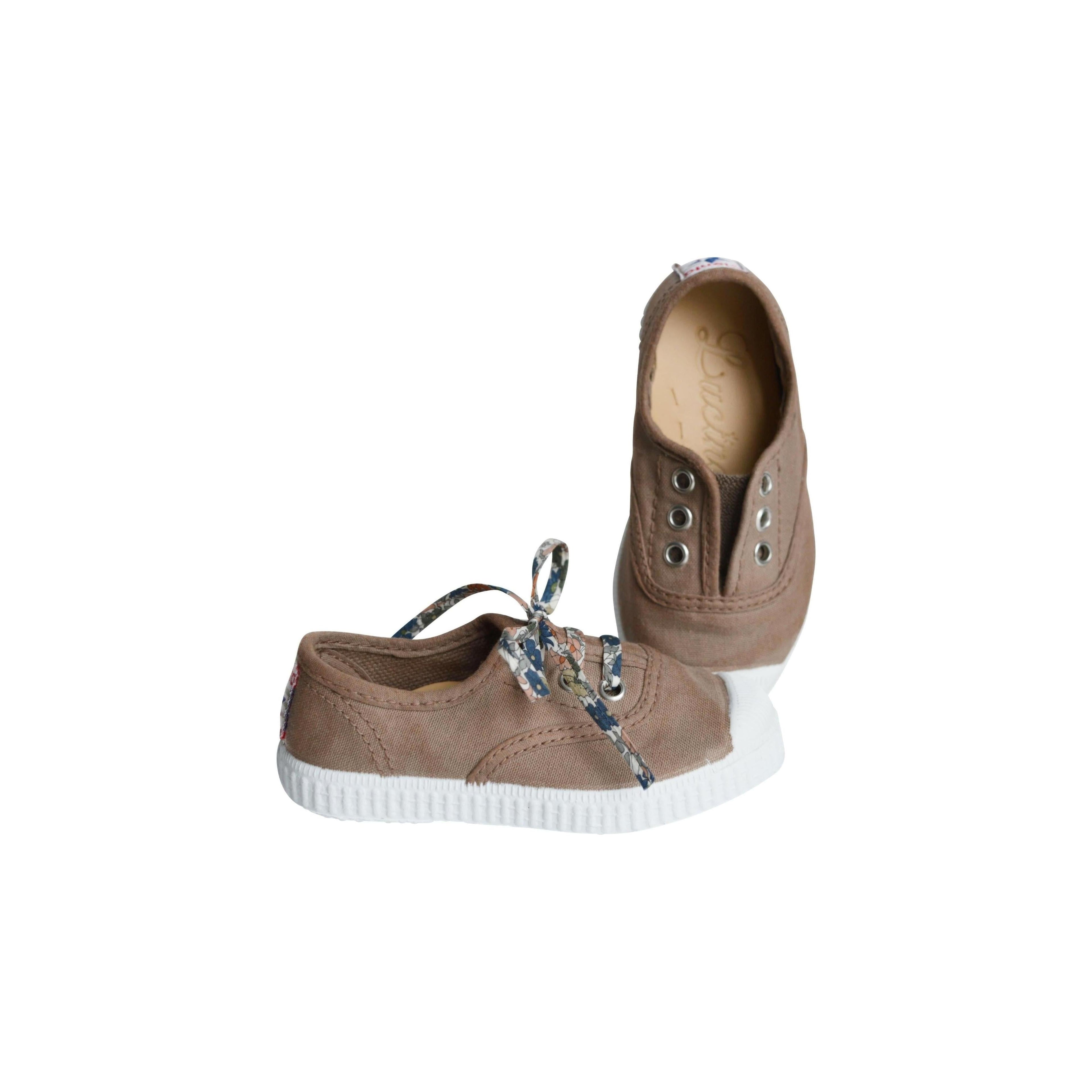 Chaussures Baskets Tennis En Toiles À Lacets Et Élastiques - Taupe Délavé - Mixte
