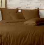 Parure De Lit Complète - 3 Pièces - 100% Percale De Coton - Mura - Ocre